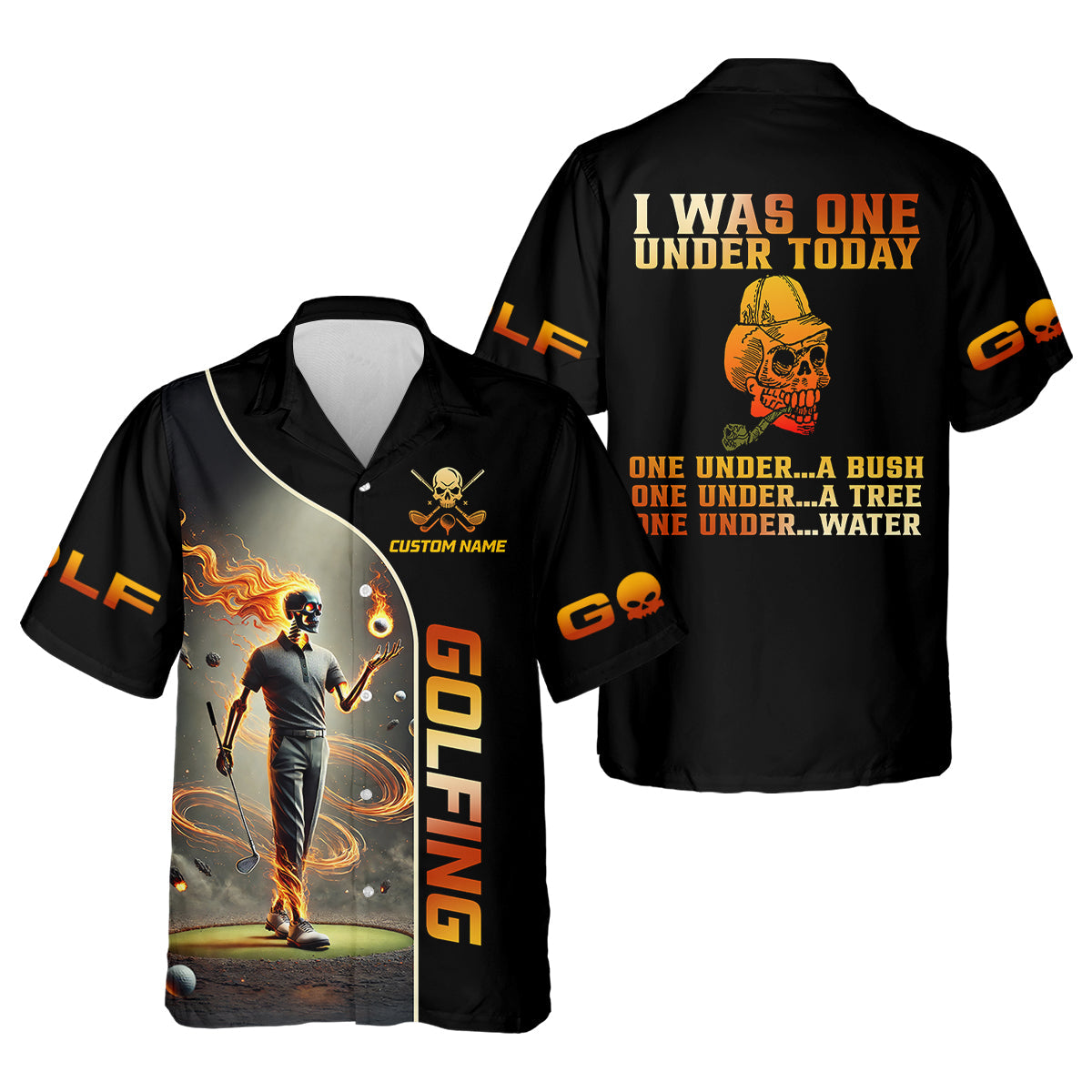 I Was One Under Today Custom Men's Golf Polo Shirt, Funny Skull Golf Shirt, Dad Golf Gift