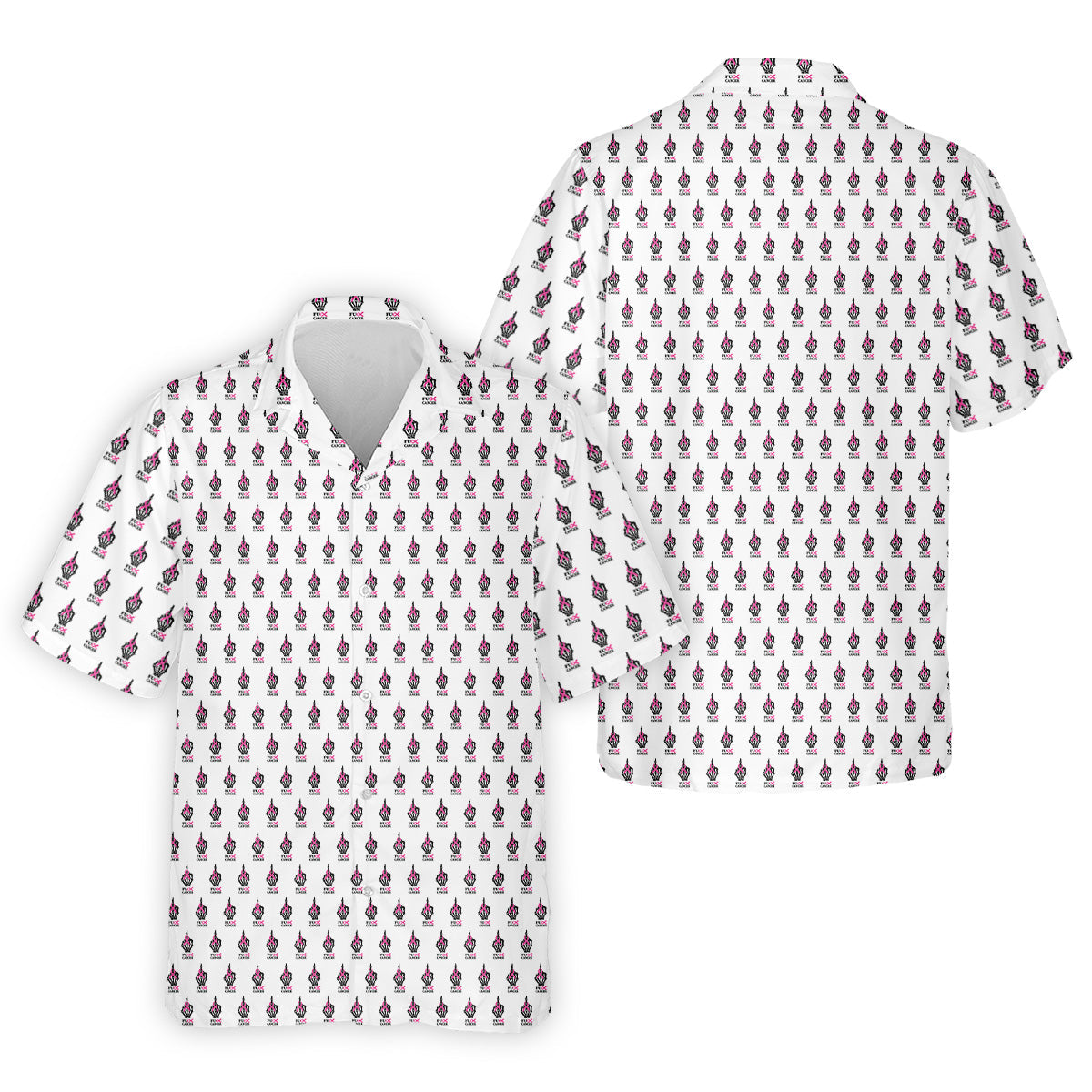 Funny Middle Finger Pink Ribbon Men's Golf Shirt, Breast Cancer Golf Shirt, Fun Golf Shirts For Men