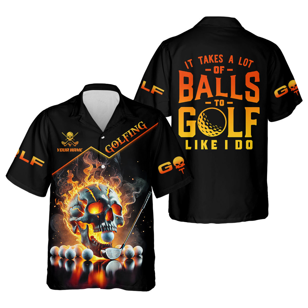 It Takes A Lot Of Balls To Golf Like I Do Custom Men's Golf Polo Shirt, Skull Golf Shirt, Funny Golf Shirt