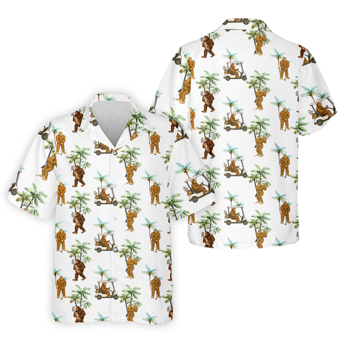 Bigfoot Golf Hawaiian Shirt, Tropical Golf Shirts, Fun Golf Shirts For Men, Golfing Apparel
