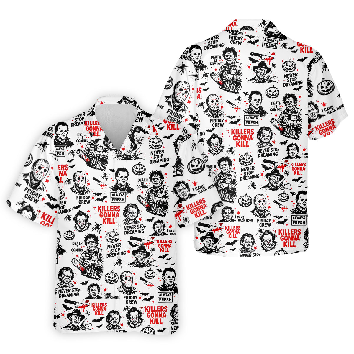 Funny Horror Character Men's Golf Polo Shirt, Horror Movie Shirt, Fun Golf Polo Shirt, Funny Halloween Gift