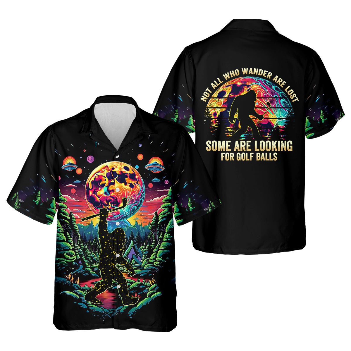 Not All Who Wander Are Lost Men's Golf Polo Shirt, Funny Bigfoot Golf Shirt, Dad Golf Gift