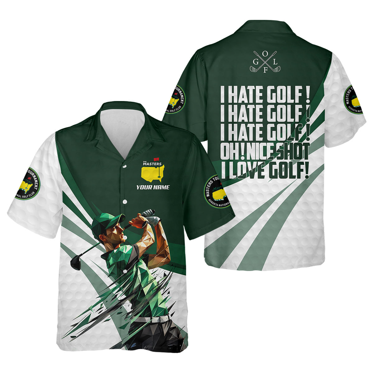 I Hate Golf Augusta Masters Tournament Custom Men's Golf Polo Shirt, Funny Gift For Golfer