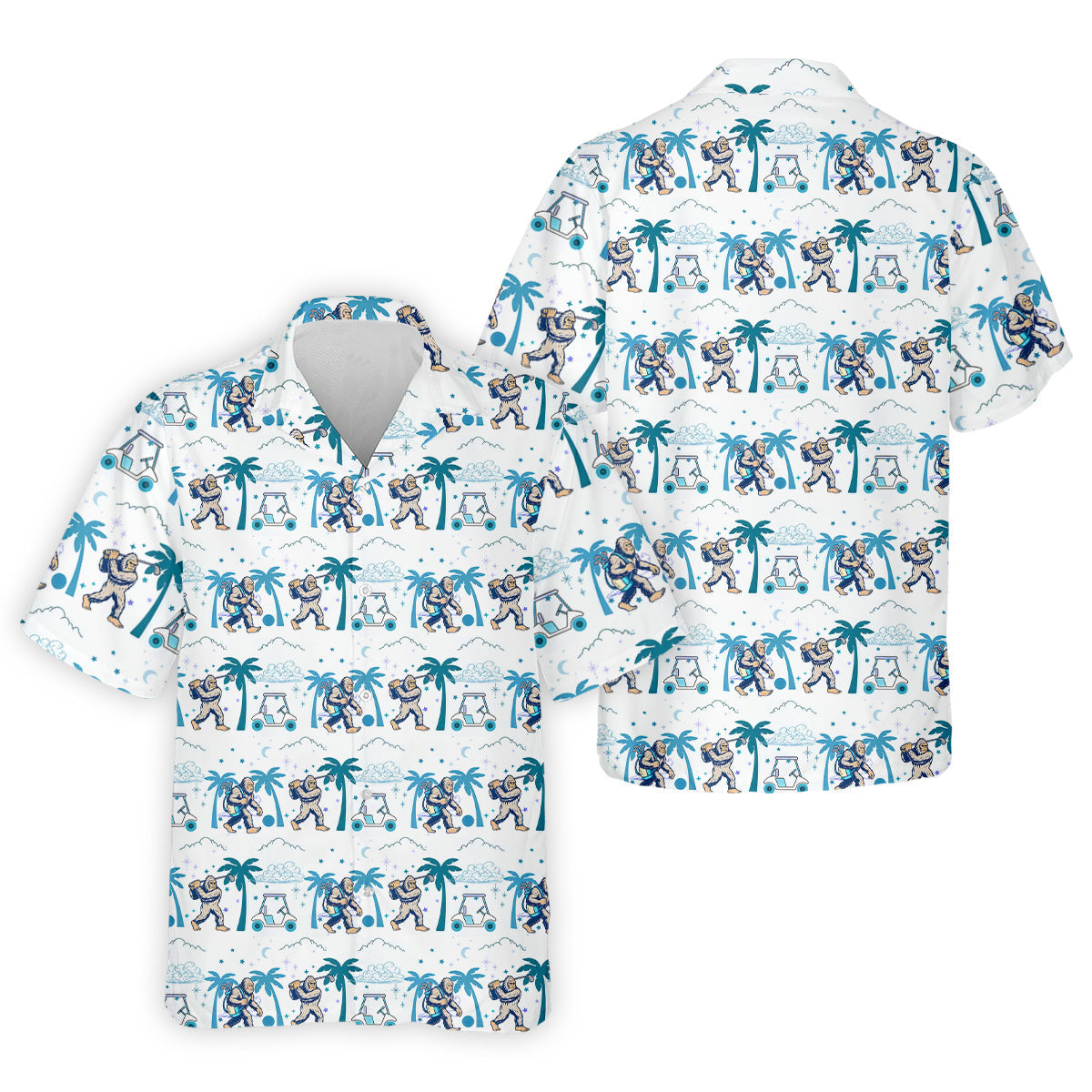 Funny Tropical Golf Cart Bigfoot Golf Shirt, Fun Golf Shirts For Men, Golf Accessories For Men