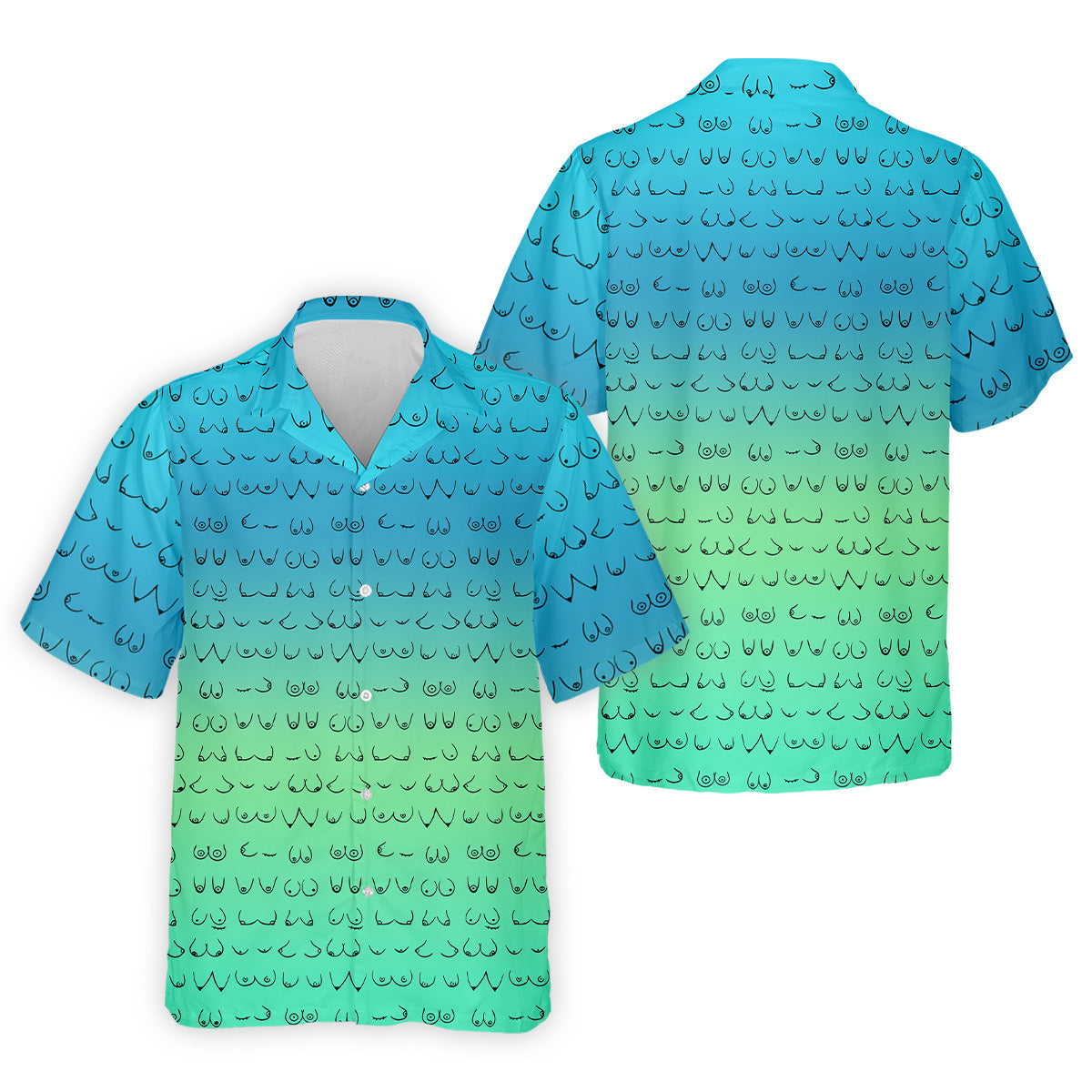 Blue Ombre Boobs Golf Shirt, Fun Golf Shirts For Men, Mens Golf Polo Shirts, Cool Golf Gifts