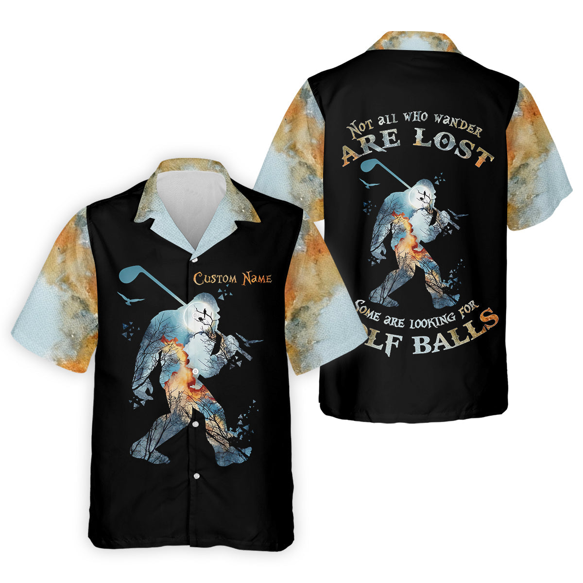 Not All Who Wander Are Lost Men's Golf Polo Shirt, Bigfoot Golf Shirt, Dad Golf Gift