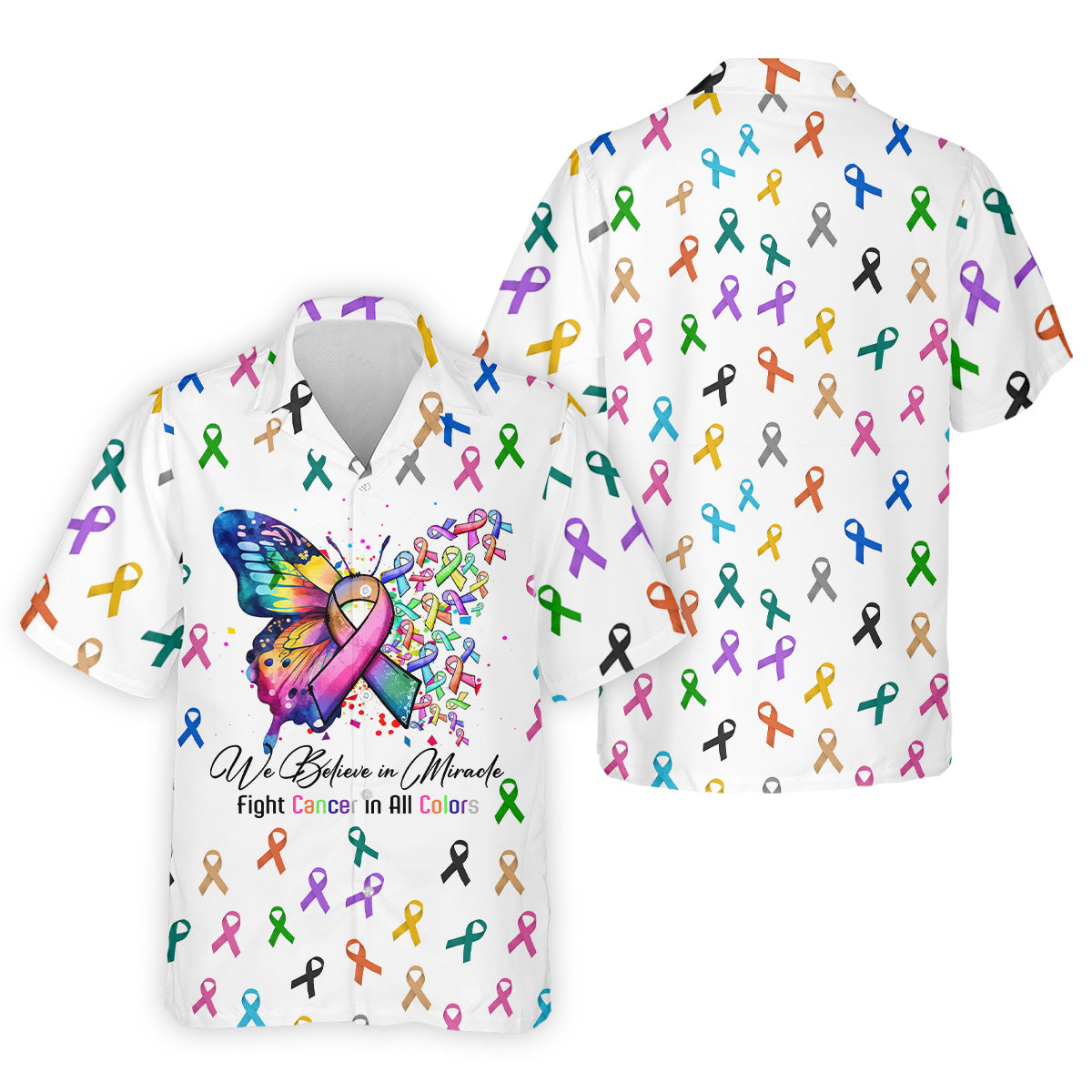 Fight Cancer In All Color Men's Polo Shirt, Cancer Awareness Shirt, Cancer Fighter Shirt, Golf Gift For Men