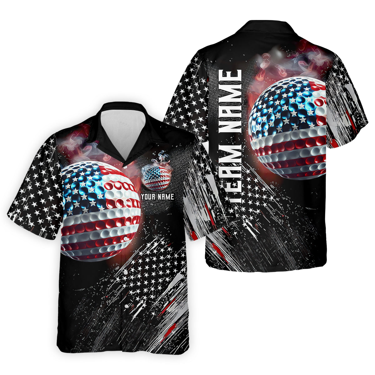 American Flag Golf Ball Funny Golf Polo Shirt, Christmas Golf Gift