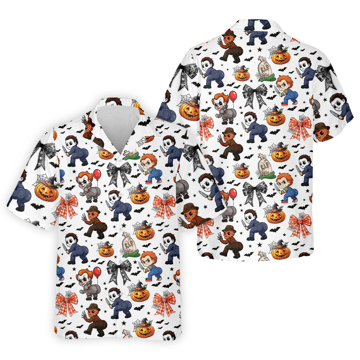 Funny Horror Character Men's Golf Shirt, Horror Movie Halloween Shirt, Halloween Golf Shirt, Men Golf Gift