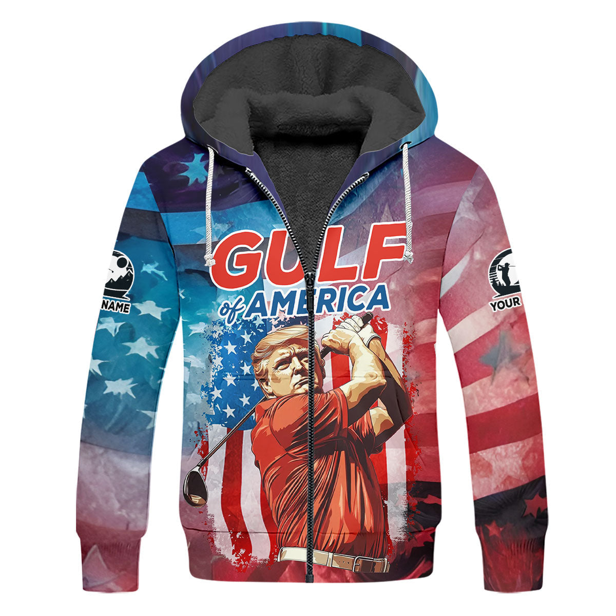 Gulf Of America Patriotic Golf Polo Shirts, Mens Golf Polo Shirts, Golf Gift Ideas For Him, Long Sleeve Golf Polo