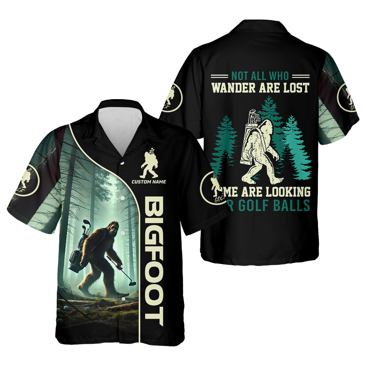 Not All Who Wander Are Lost Custom Men's Golf Polo Shirt, Funny Bigfoot Golf Shirt, Dad Golf Gift