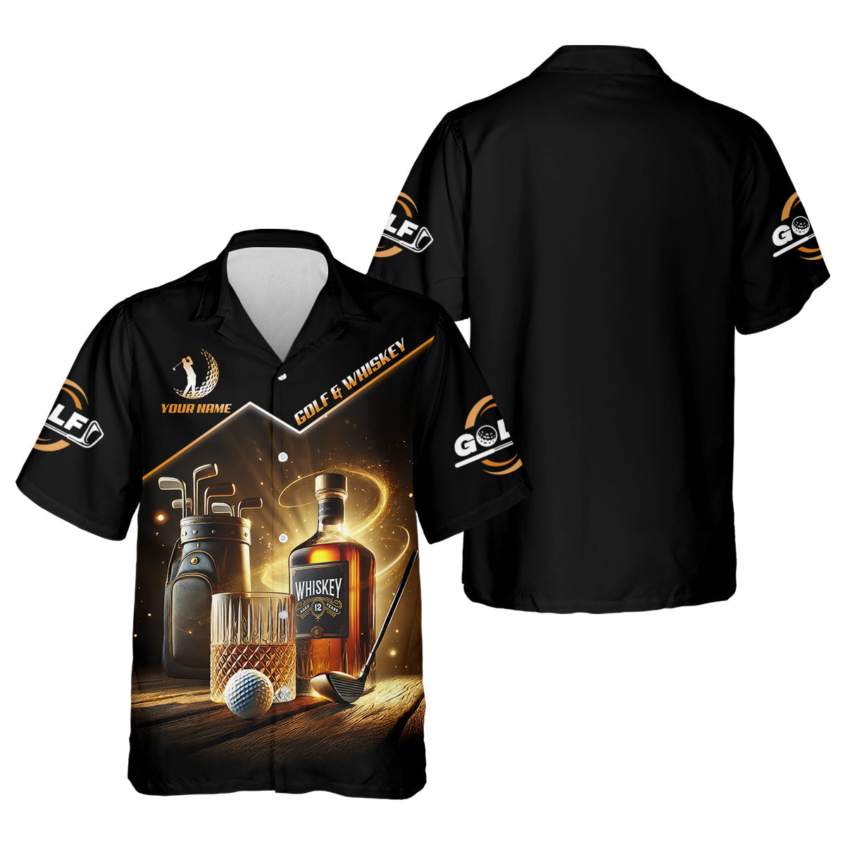 Golf And Whiskey Custom Men's Golf Polo Shirt, Whiskey Golf Shirt, Gift For Golfers