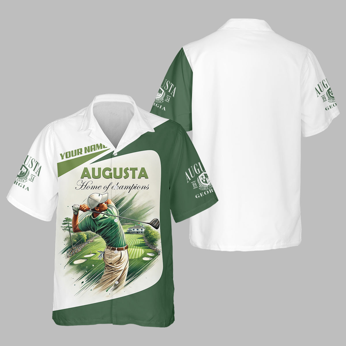 Custom Augusta Golfer Home Of Champions Men's Golf Polo Shirt, Mens Golf Gift, Mens Golf Shirt