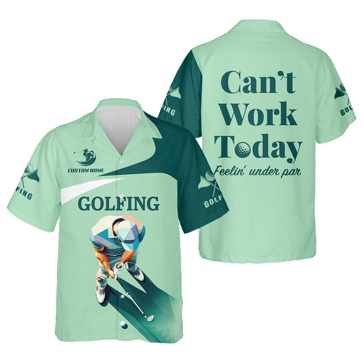 Can't Work Today Feelin Under Par Custom Men's Golf Polo Shirt, Funny Golf Shirt, Gift For Golfers