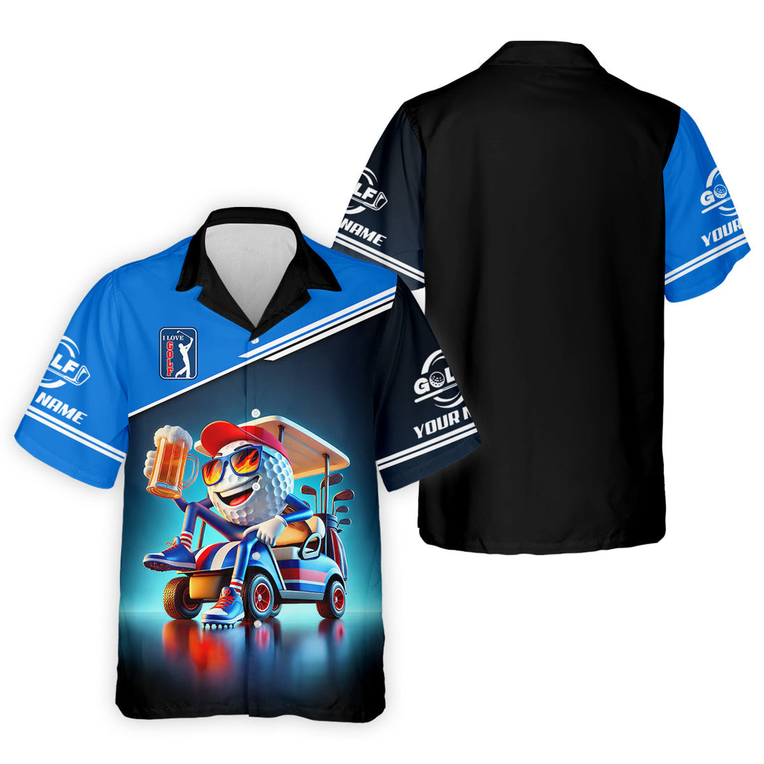 I Love Golf Custom Men's Golf Polo Shirt, Funny Beer Golf Shirt, Dad Golf Gifts