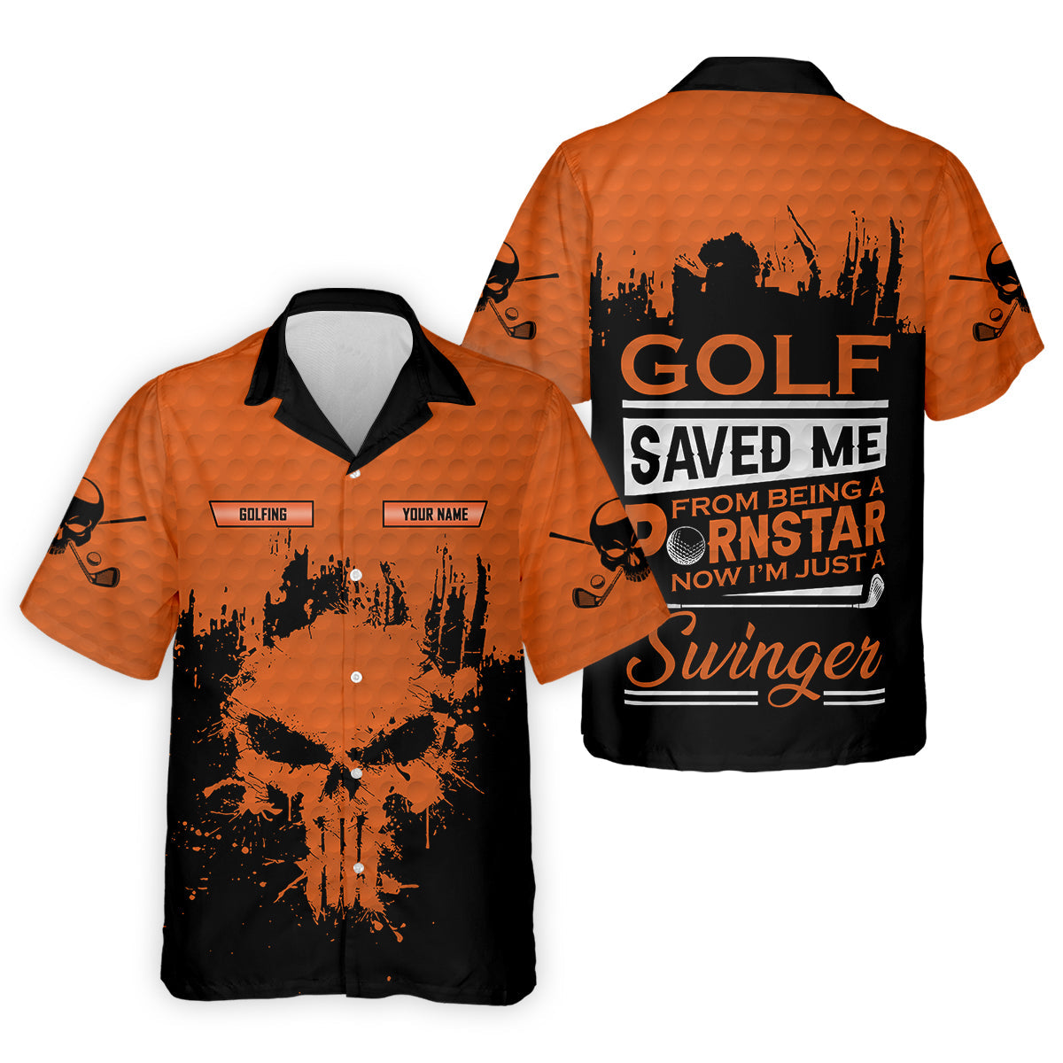 Golf Saved Me From Being A Porn Star Now I'm Just A Swinger Custom Skull Golf Polo Shirt, Dad Golf Gift