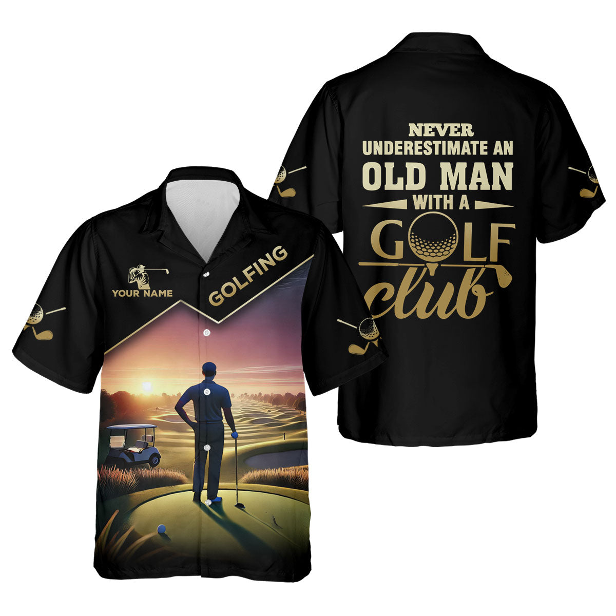 Never Underestimate An Old Man Personalized Men's Golf Polo Shirt, Christmas Golf Gift