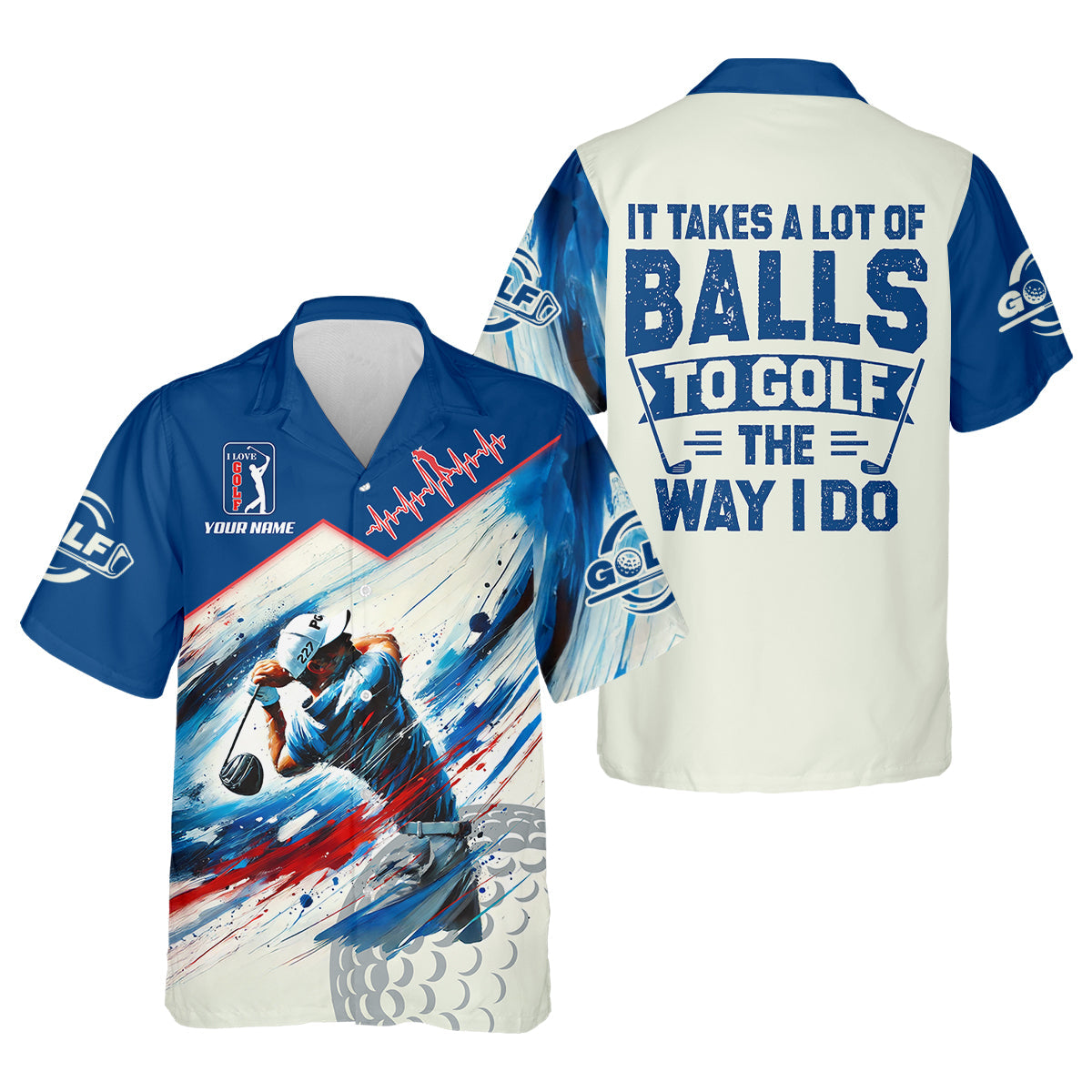 It Takes A Lot Of Balls To Golf The Way I Do Custom Men's Golf Polo Shirt, Mens Golf Gift, Mens Golf Shirt