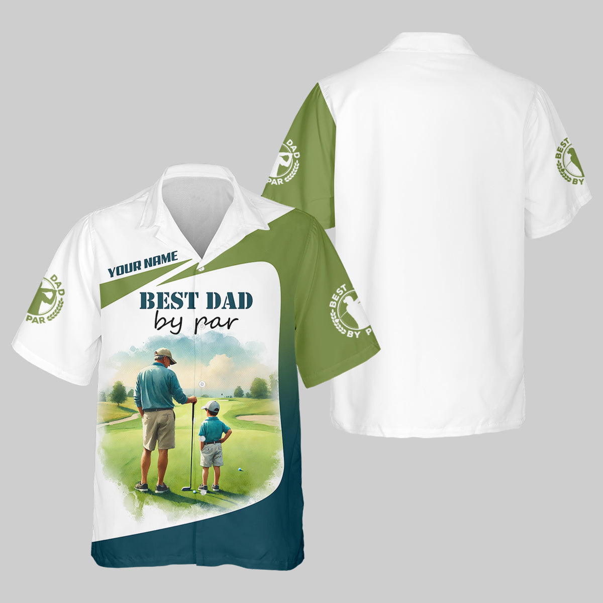 Custom Best Dad By Par Golf Polo Shirt, Father And Son Shirt, Gift For Golfers