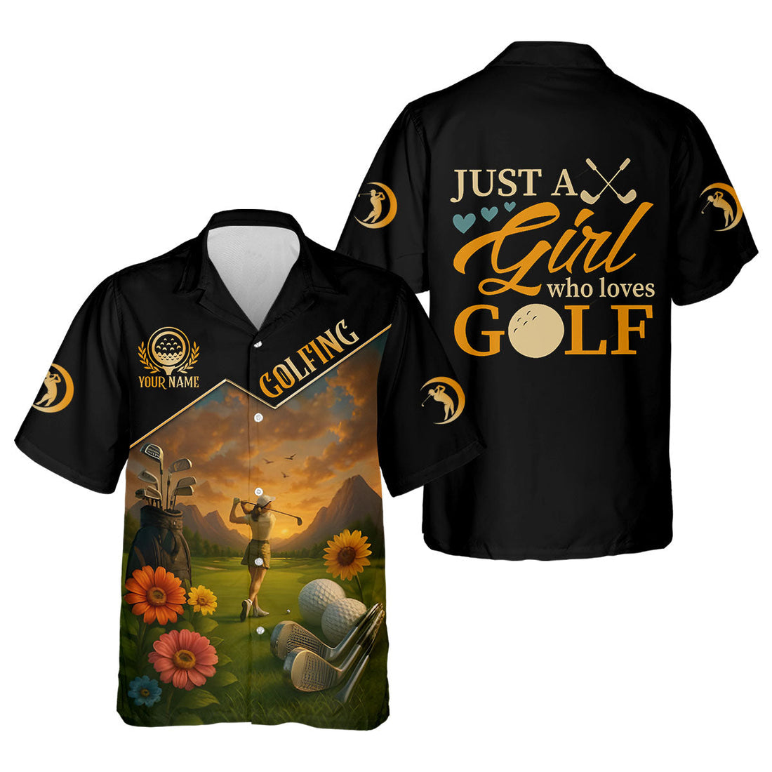 Just A Girl Who Loves Goft Custom Womens Golf Polo Shirt, Ladies Golf Shirts, Womens Golf Clothes