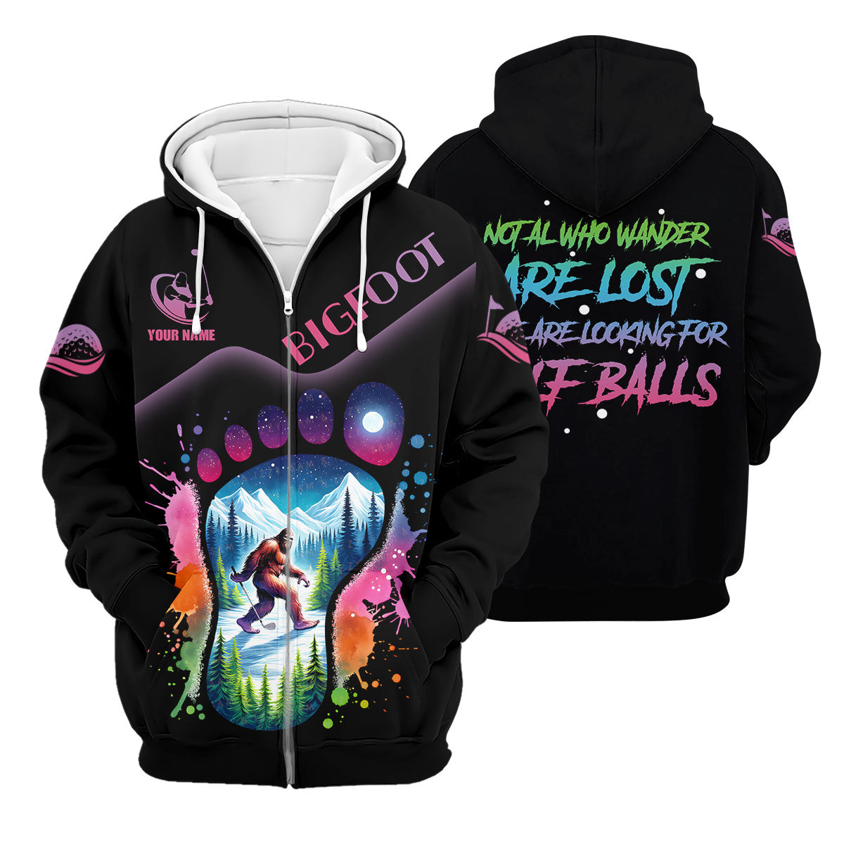 Funny Bigfoot Custom Womens Golf Polo Shirt, Ladies Golf Shirts, Golfing Apparel, Women Golf Gifts