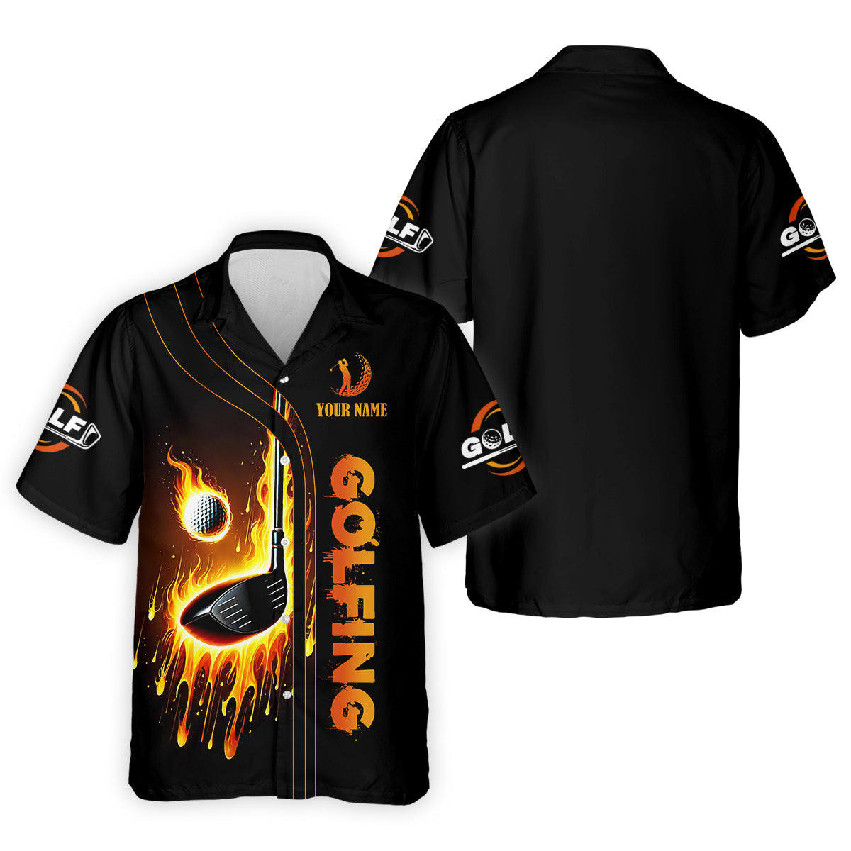 Fire Golf Ball Custom Men's Golf Polo Shirt, Funny Golf Shirt, Dad Golf Gifts
