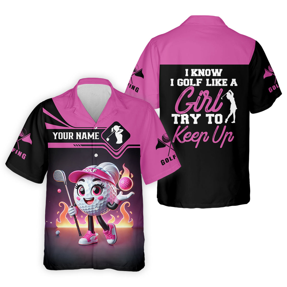 I Know I Golf Like A Girl Try To Keep Up Custom Funny Womens Golf Polo Shirt, Ladies Golf Shirt