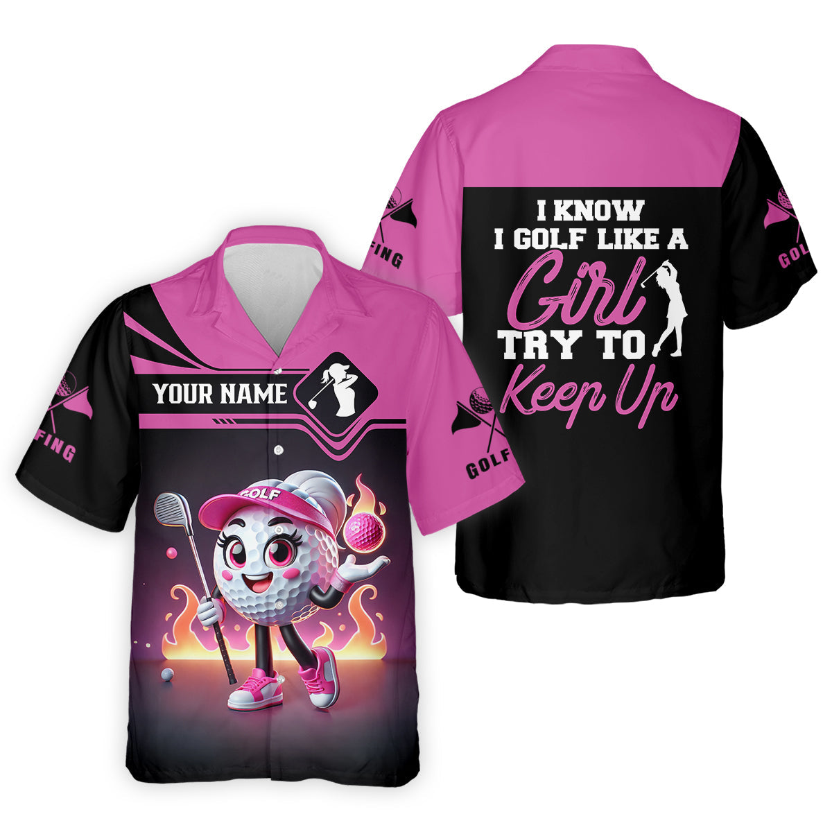 I Know I Golf Like A Girl Try To Keep Up Custom Funny Womens Golf Polo Shirt, Ladies Golf Shirt
