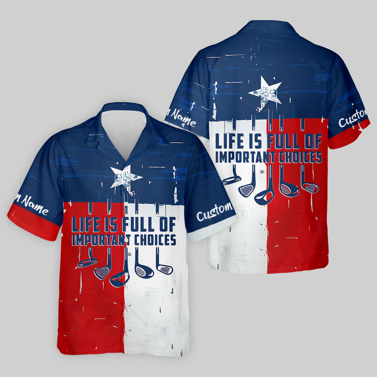 Life Is Full Of Important Choices Texas Custom Men's Golf Polo Shirt, Funny Golf Shirt, Dad Golf Gift
