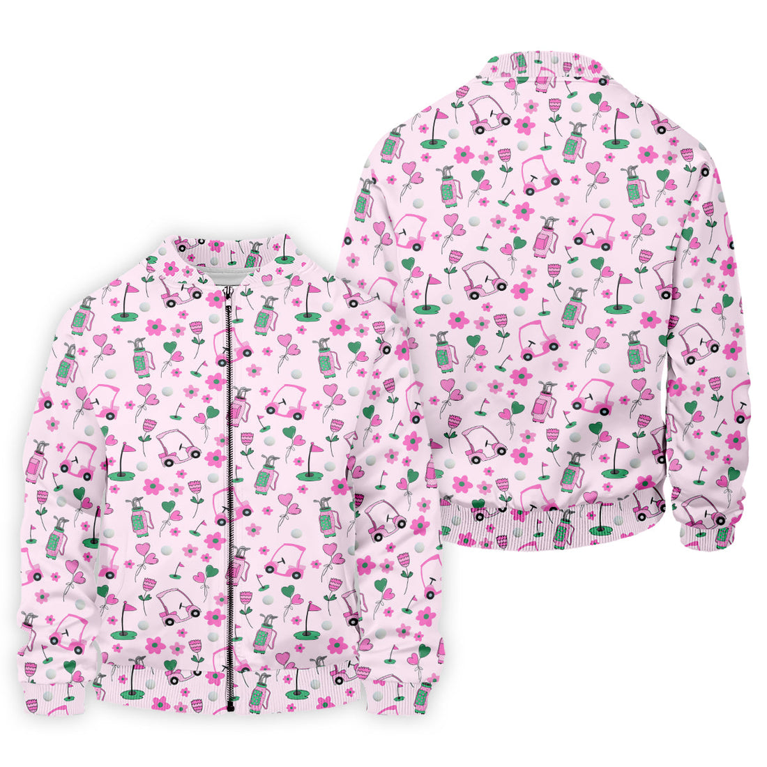 Seamless Pink Green Funny Womens Golf Polo Shirt, Ladies Golf Shirt, Womens Sleeveless Golf Shirts