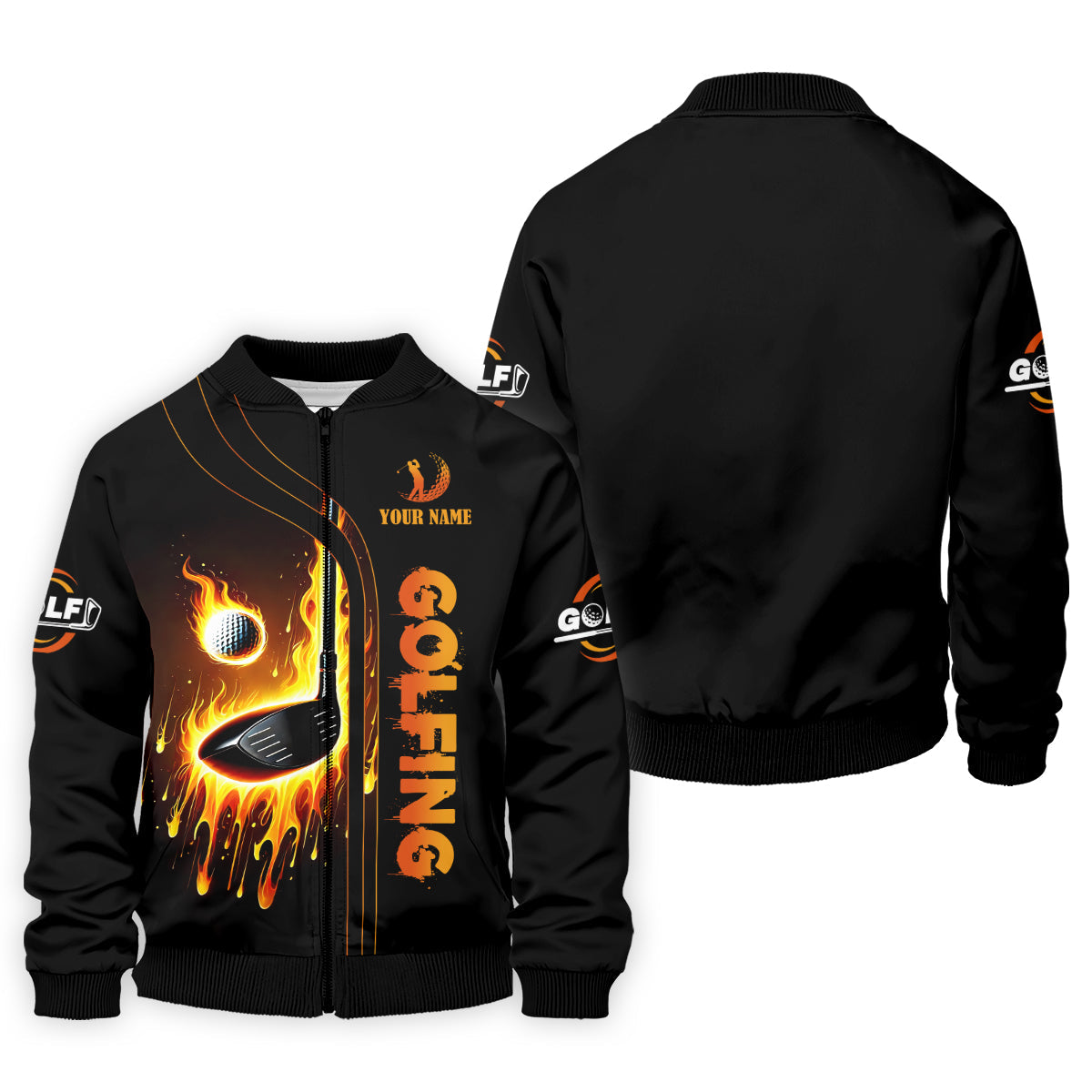 Fire Golf Ball Custom Men's Golf Polo Shirt, Funny Golf Shirt, Dad Golf Gifts