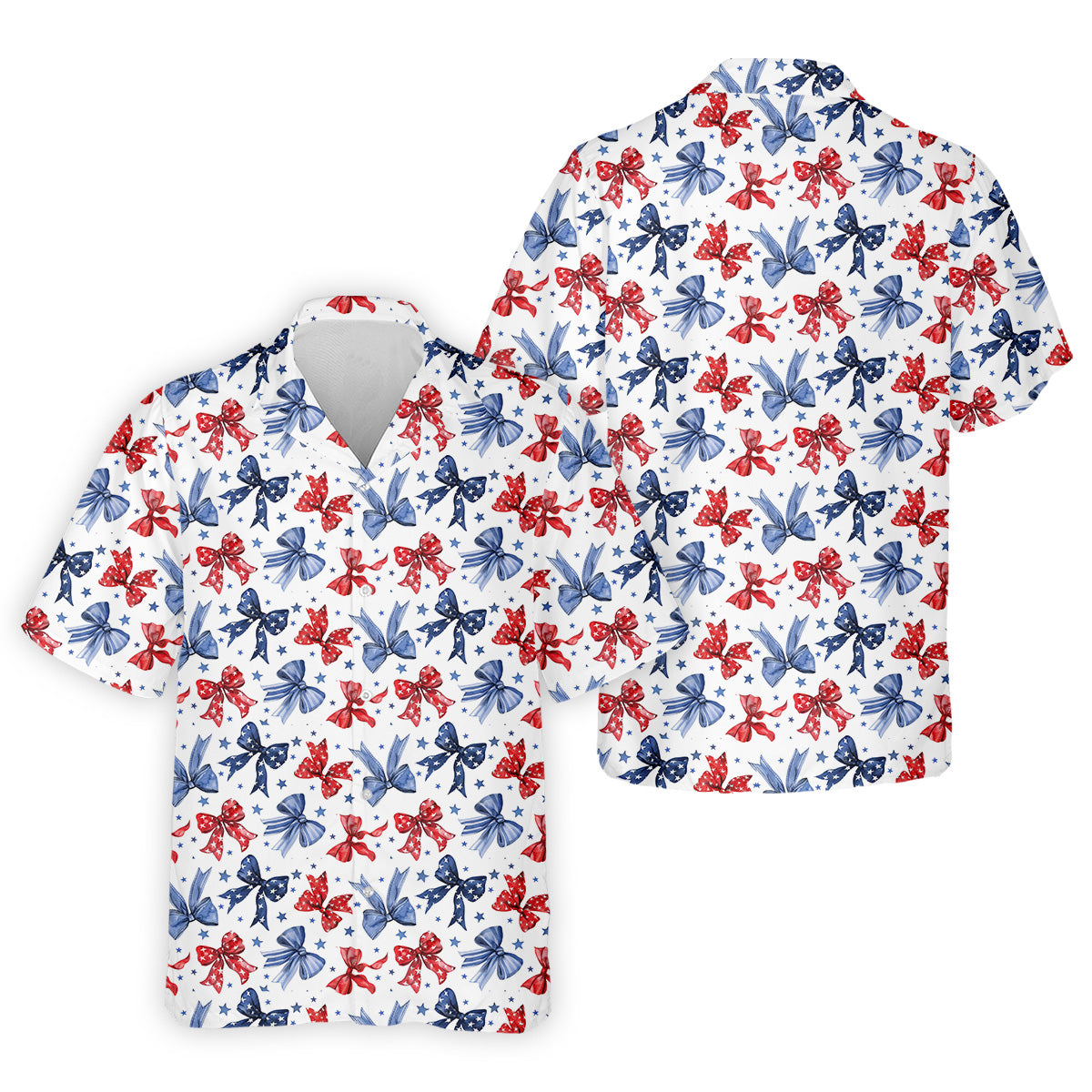 Red White & Blue Bows Shirt, Men's 4th Of July Shirts, Funny Mens Golf Polo Shirt, Gift For Golfing Dad