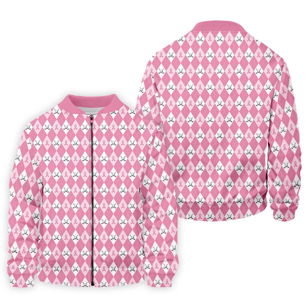 Breast Cancer Golf Shirt, Pink Golf Shirt Men, Pink Argyle Golf Shirt, Breast Cancer Awareness Shirts