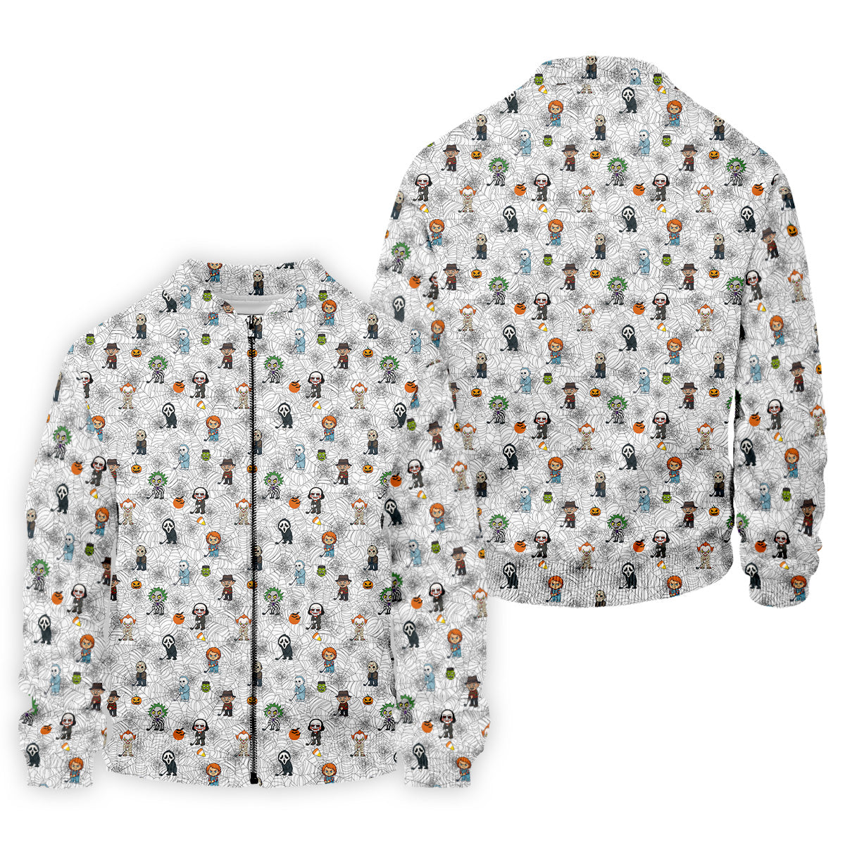 Funny Horror Character White Golf Polo Shirt, Horror Movie Shirt, Halloween Golf Shirt, Fun Golf Polos For Men