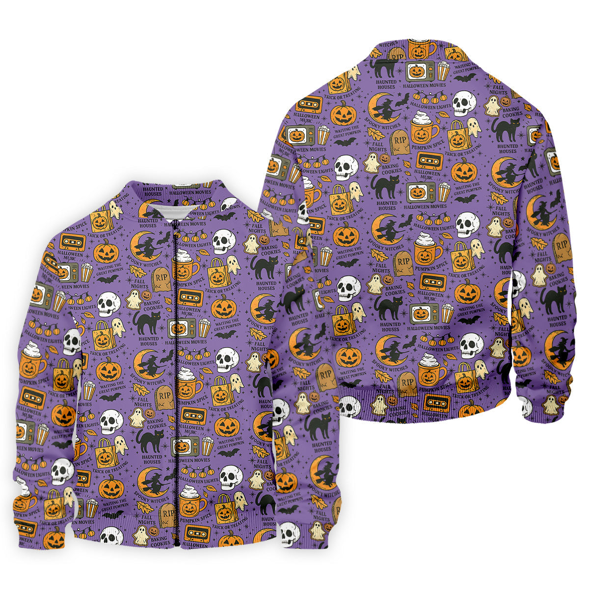 Purple Halloween Skull Golf Shirt, Spooky Cat, Mens Golf Polo Shirts, Halloween Theme Shirts, Golfing Apparel