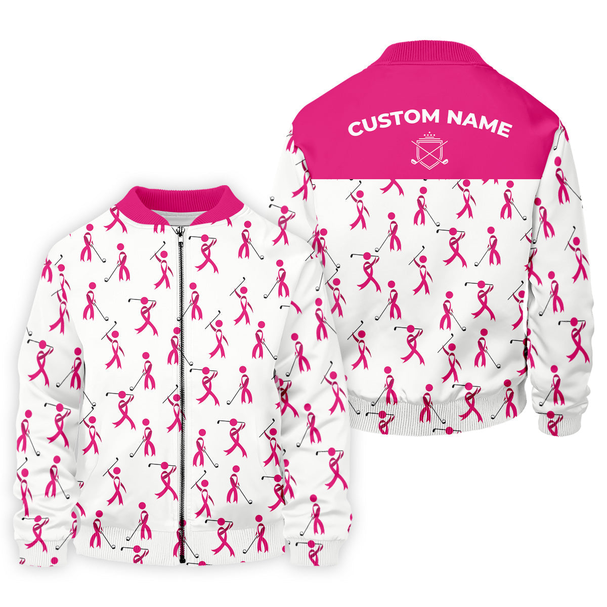 Funny Stick Figure Breast Cancer Golf Shirt, Fun Golf Shirts For Men, Breast Cancer Support Shirt