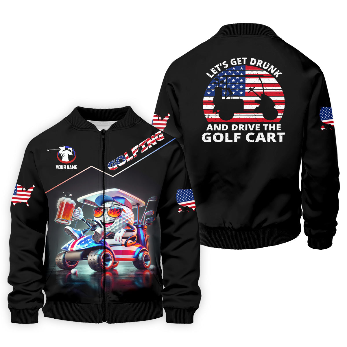 Let's Get Drunk Custom Men's Golf Polo Shirt, Funny Golf Shirt, Dad Golf Gift