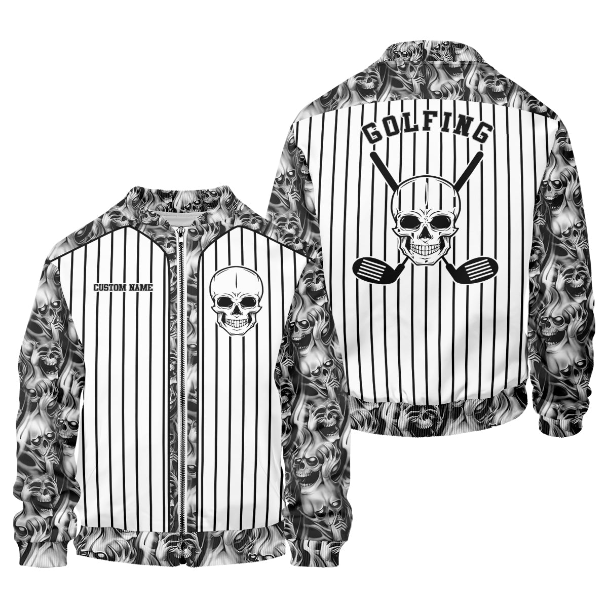 Custom Skull Polo Shirt, Golfing Apparel, Mens Golf Gift, Funny Golf Polos