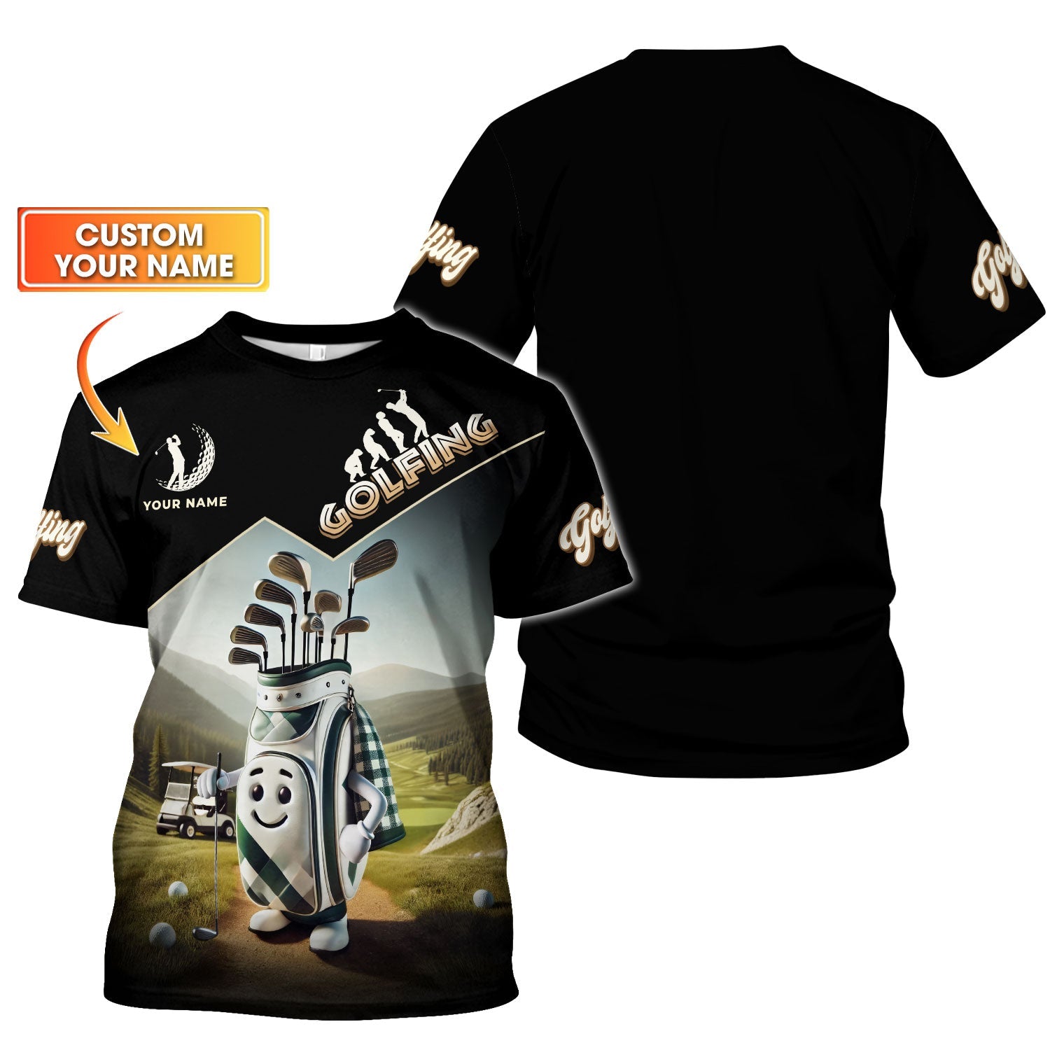 Funny Golf Bag Men's Golf Polo Shirt, Golfing Apparel, Mens Golf Gift, Funny Golf Shirt