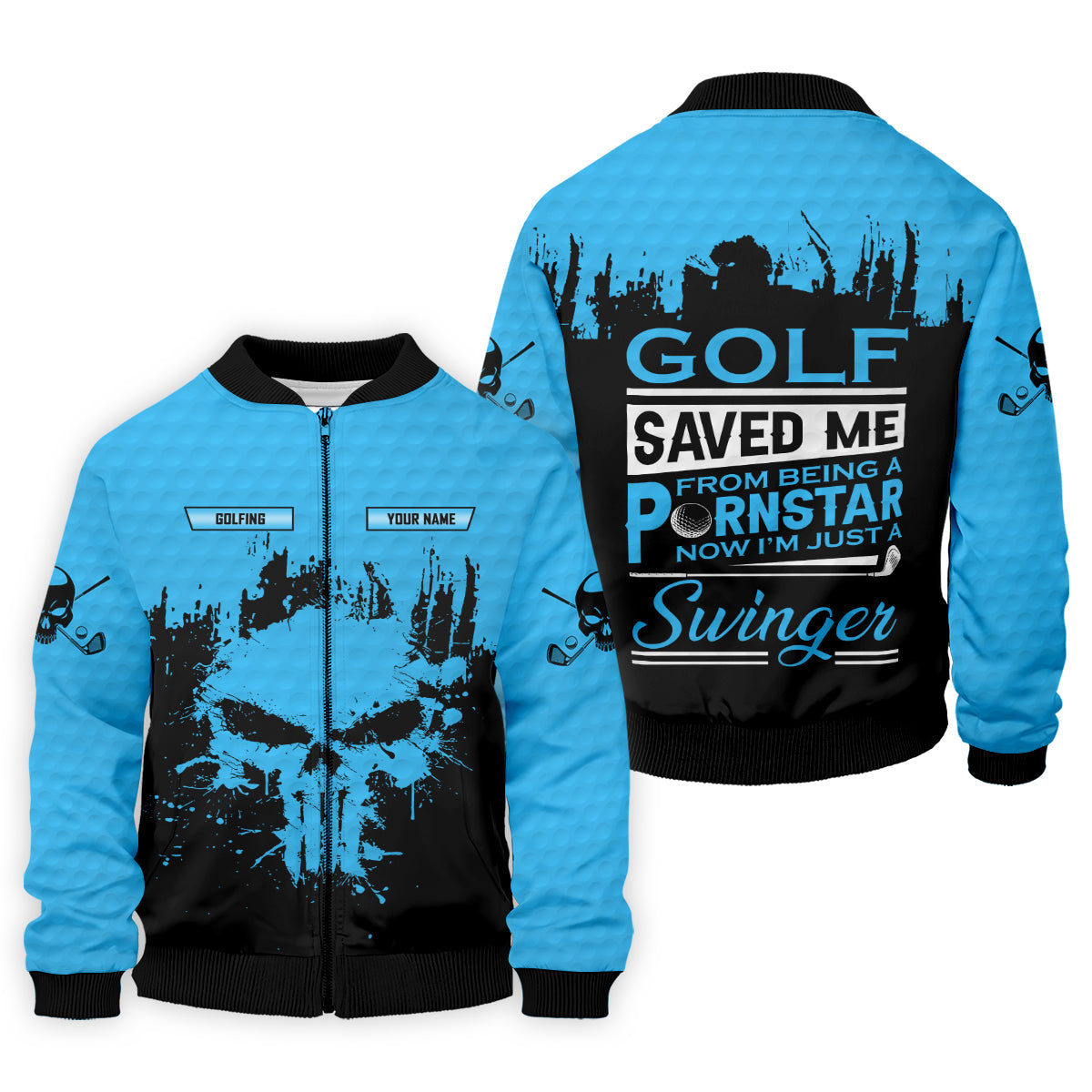 Golf Saved Me From Being A Porn Star Now I'm Just A Swinger Custom Funny Skull Golf Polo Shirt, Dad Golf Gift