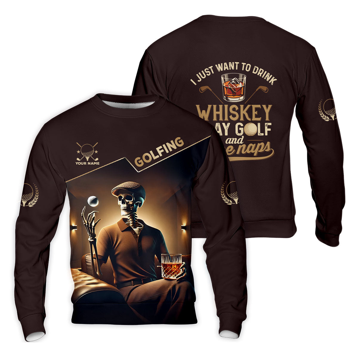 I Just Wanna To Drink Whiskey And Play Golf Customize Golf Shirts For Men, Best Gifts For Golfers, Dad Golf Gift