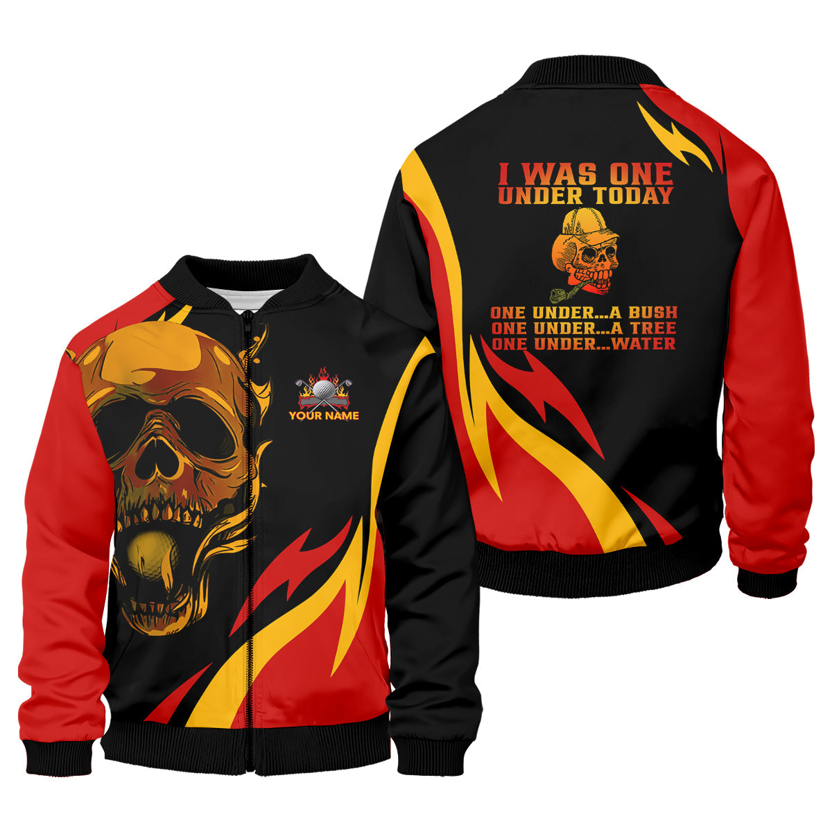 Custom Fire Skull Men's Golf Polo Shirt, Mens Golf Gift, Funny Golf Shirt