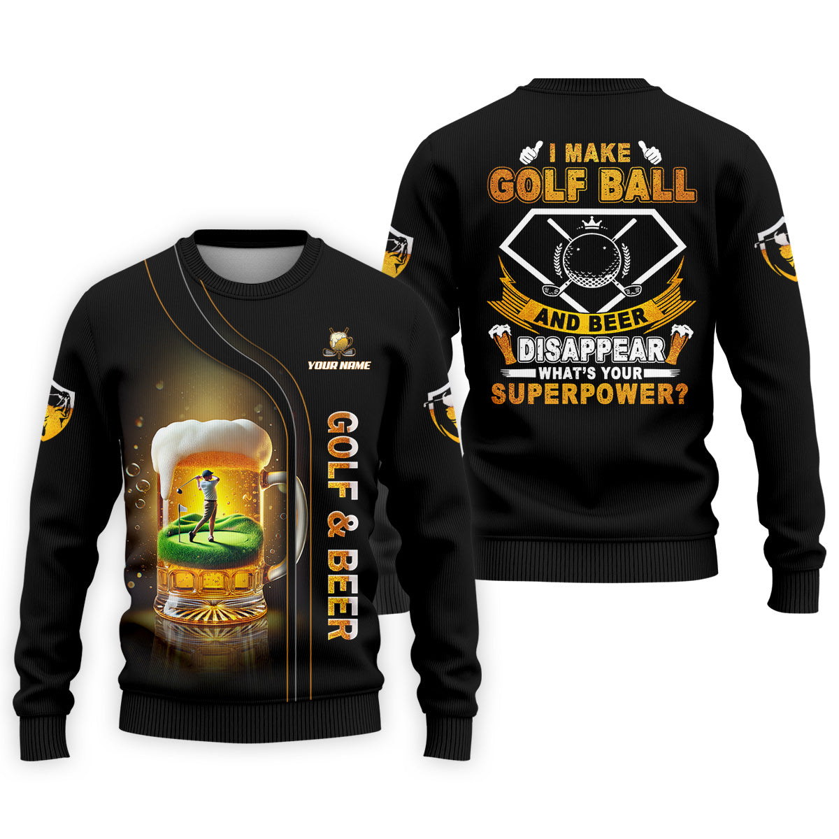 I Make Golf Ball And Beer Custom Men's Golf Polo Shirt, Funny Golf Shirt, Dad Golf Gift