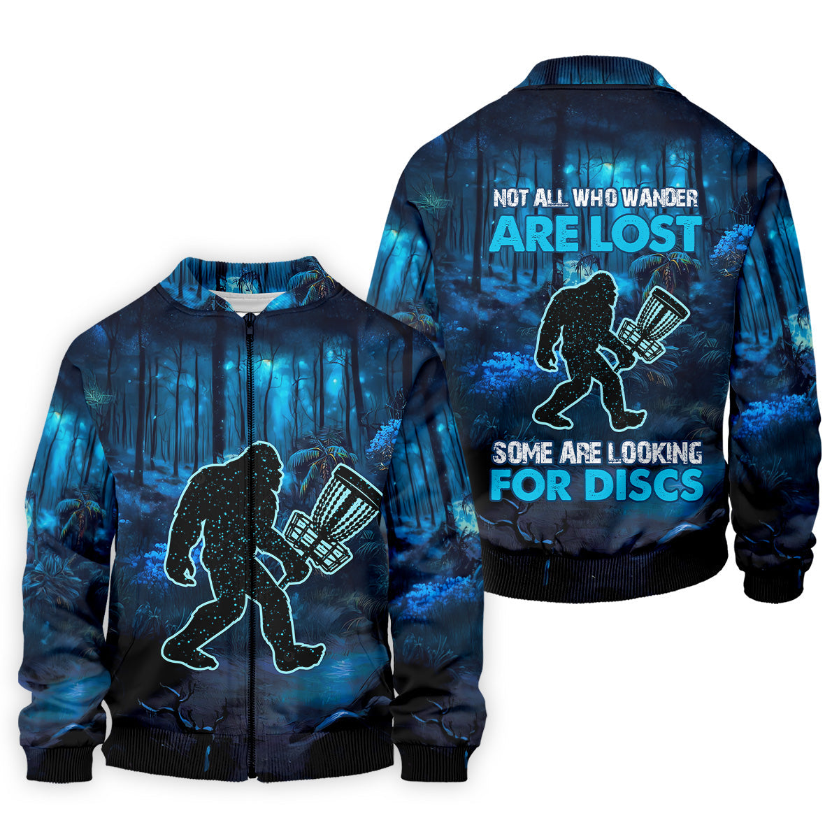 Not All Who Wander Are Lost Bigfoot Discs Golf Men's Golf Polo Shirt, Funny Golf Shirt, Dad Golf Gift