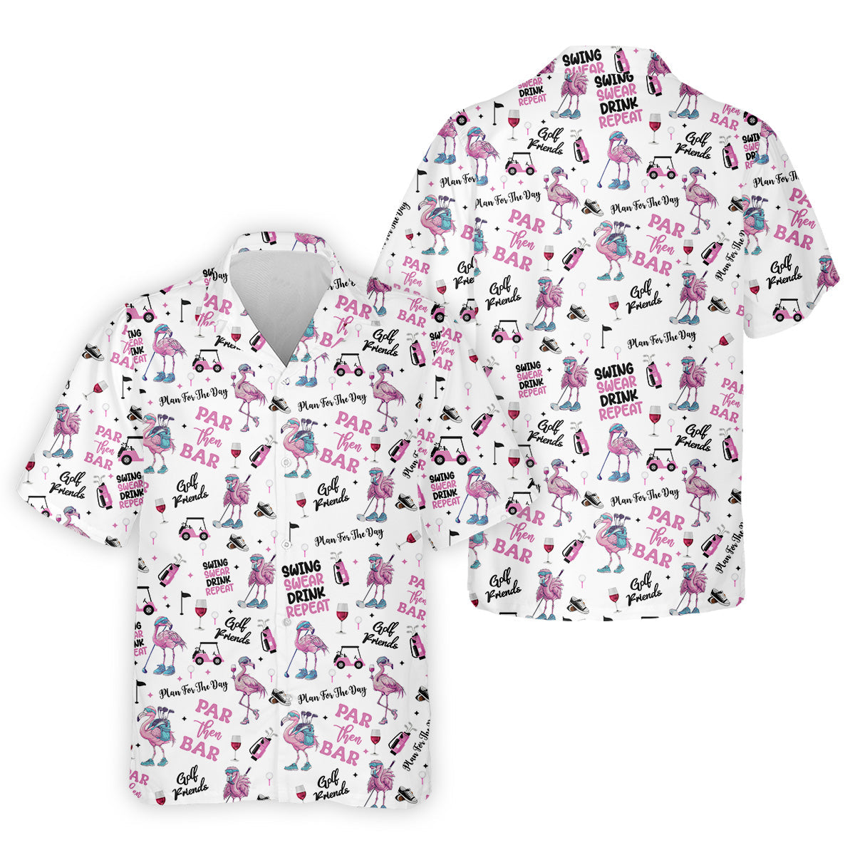 Par Then Bar Flamingo Funny Men Polo Shirt, Fun Golf Polos For Men, Golf Shirts, Dad Golf Gift