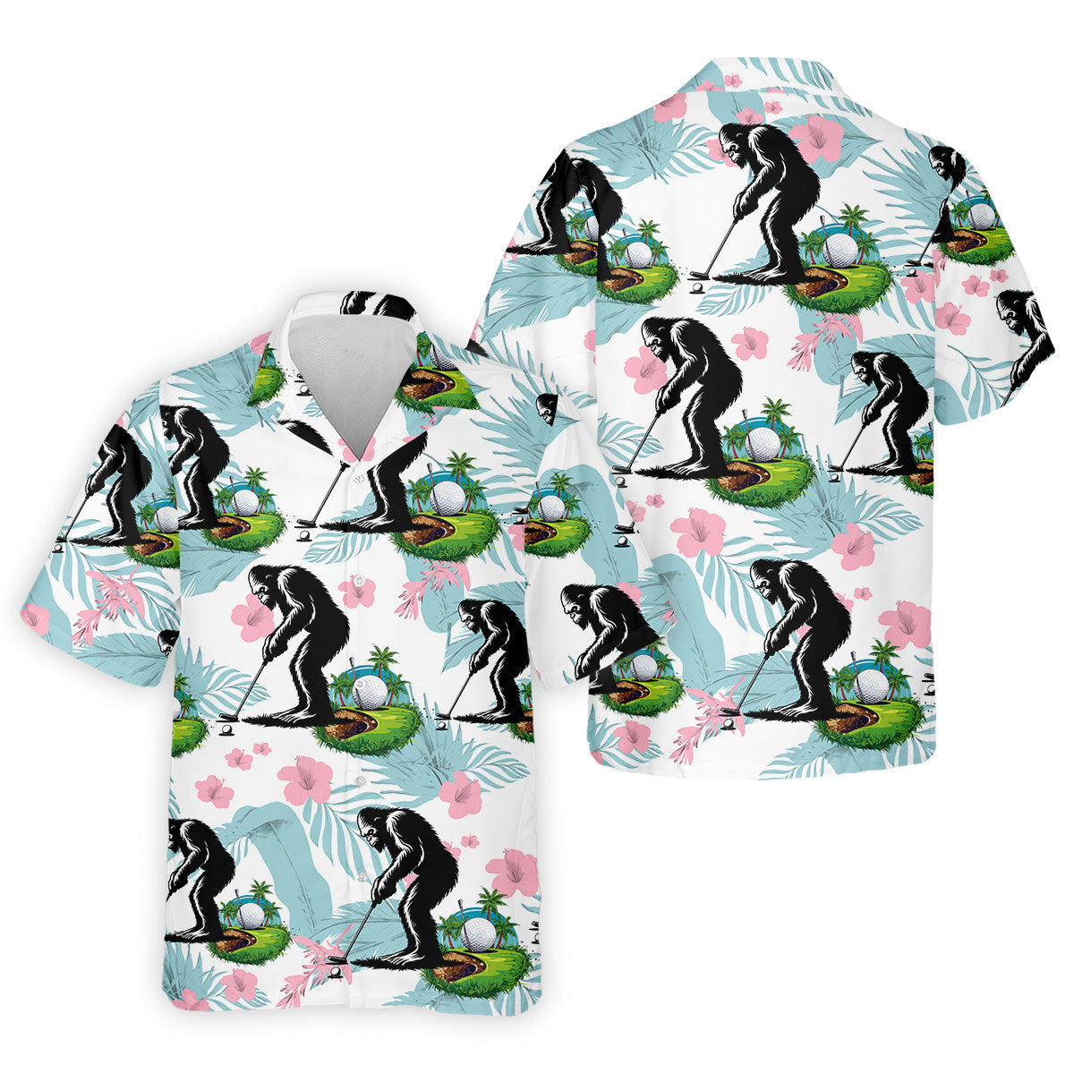Bigfoot Shirt, Sasquatch Golf Shirt, Hawaiian Golf Shirts, Matching Golf Shirts, Golf Shirts For Men