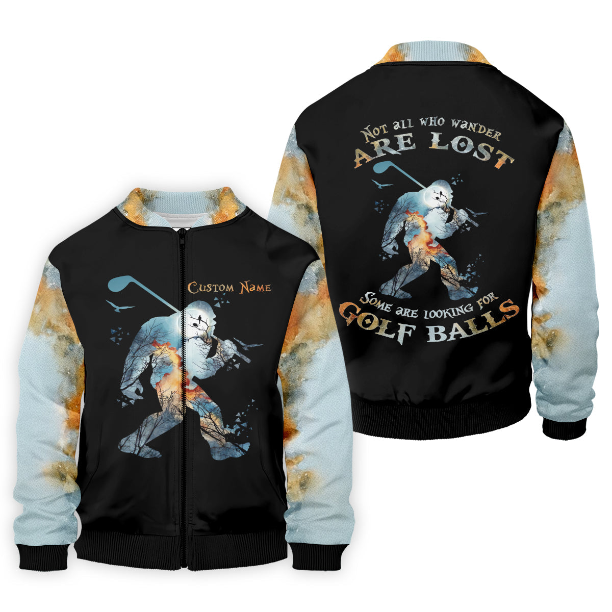 Not All Who Wander Are Lost Men's Golf Polo Shirt, Bigfoot Golf Shirt, Dad Golf Gift