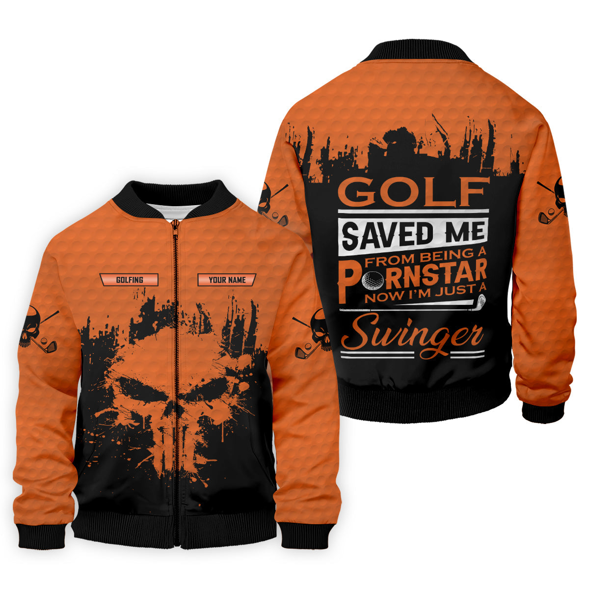 Golf Saved Me From Being A Porn Star Now I'm Just A Swinger Custom Skull Golf Polo Shirt, Dad Golf Gift