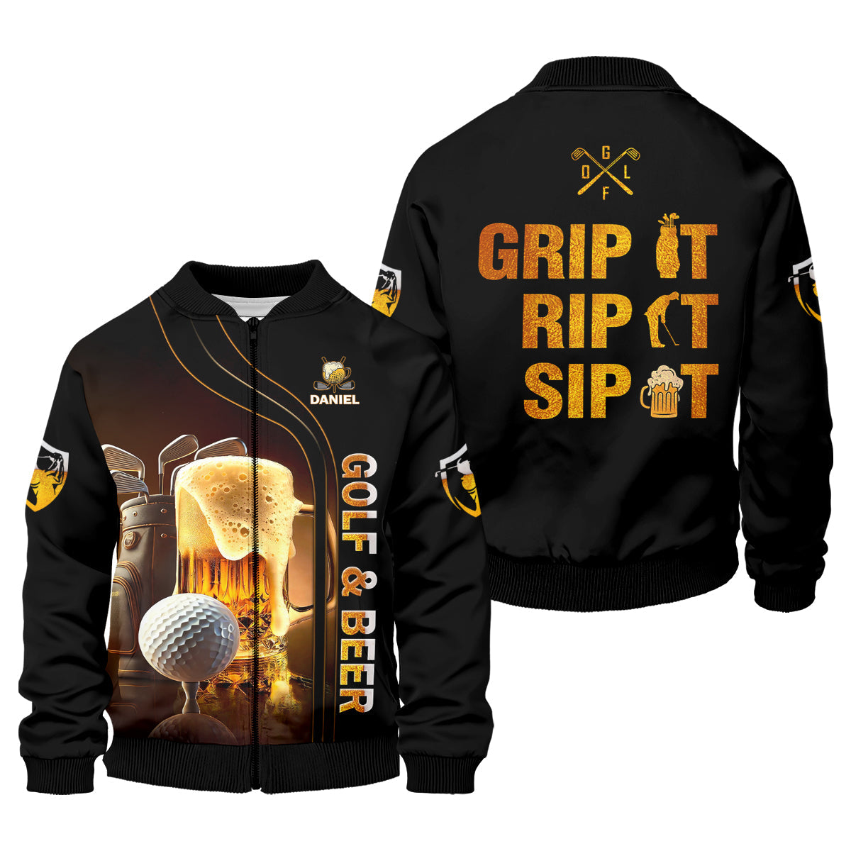 Grip It Rip It Sip It Golf Beer Shirt, Fun Golf Shirts For Men, Funny Golf Polo Shirt, Dad Golf Gifts