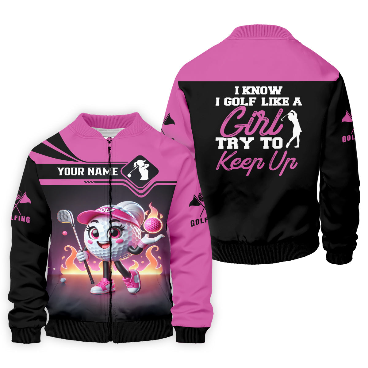 I Know I Golf Like A Girl Try To Keep Up Custom Funny Womens Golf Polo Shirt, Ladies Golf Shirt